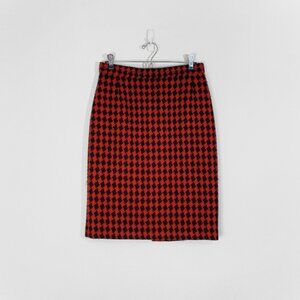 Vintage | Black and Red Woven Pencil Skirt
